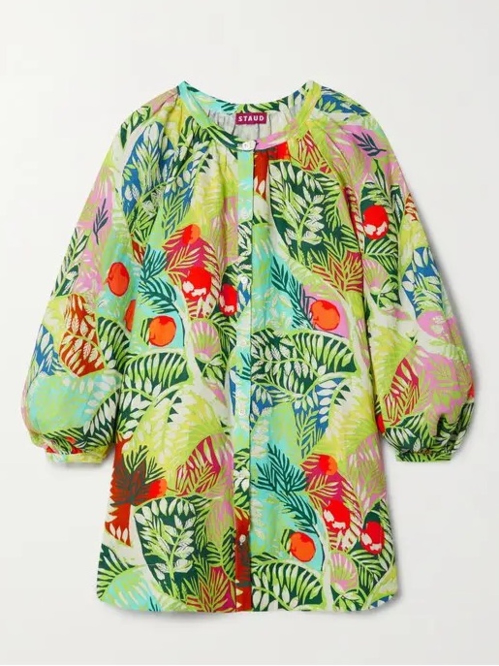 Staud. Vincent Tropical Print Linen Tunic. Small.